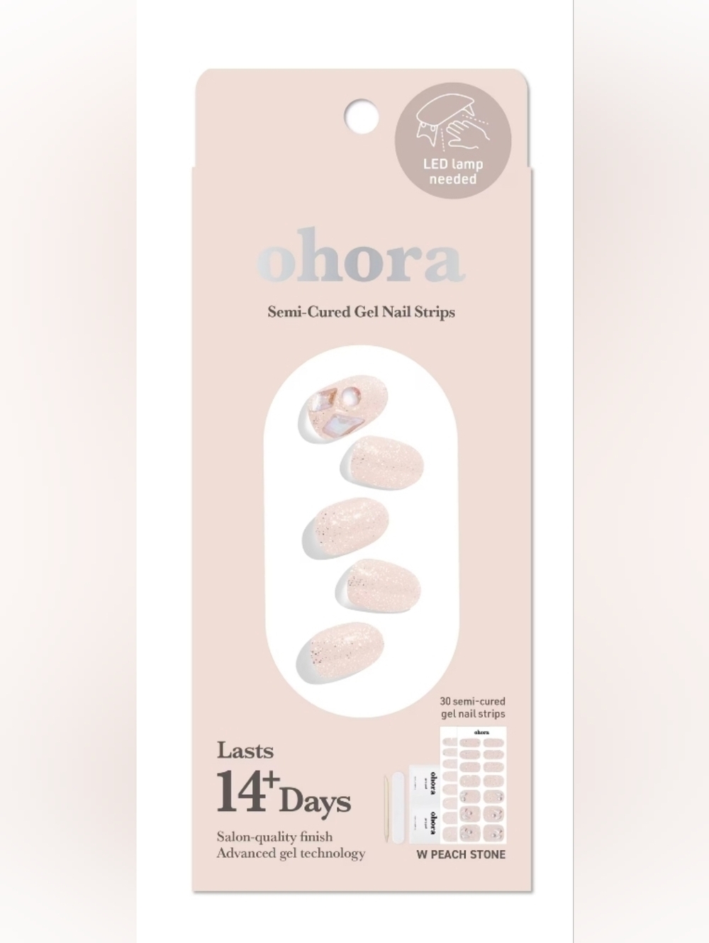 NIB Ohora GEM Peach Stone - Semi-Cured Gel Nail